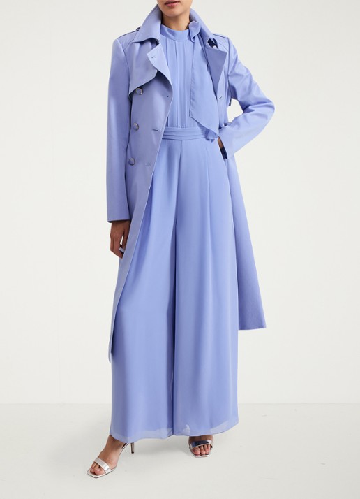 Phase Eight Lucie wide fit jumpsuit van crêpe met sjaalkraag - detail 8 donkerblauw
