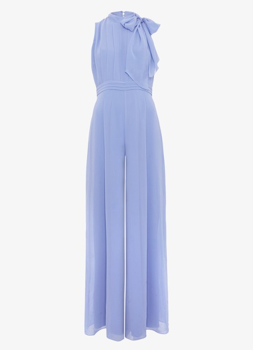Phase Eight Lucie wide fit jumpsuit van crêpe met sjaalkraag - voorkant donkerblauw