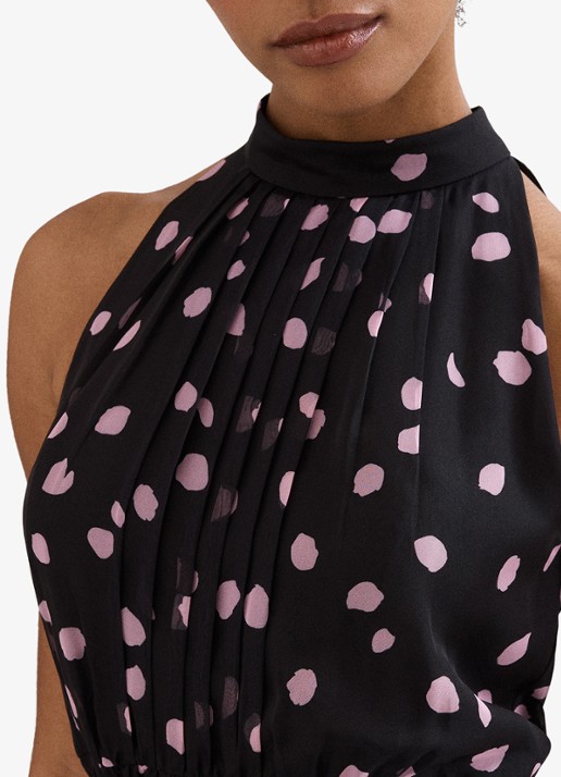 Phase Eight Lucinda midi jurk met stippenprint - detail 3 zwart