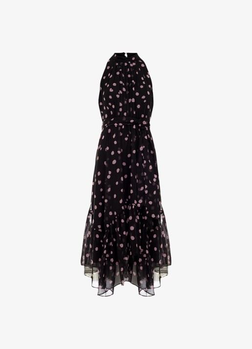 Phase Eight Lucinda midi jurk met stippenprint - voorkant 6 zwart