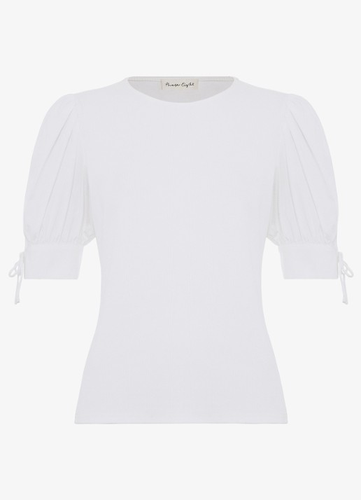 Phase Eight Luella top met pofmouw - voorkant wit