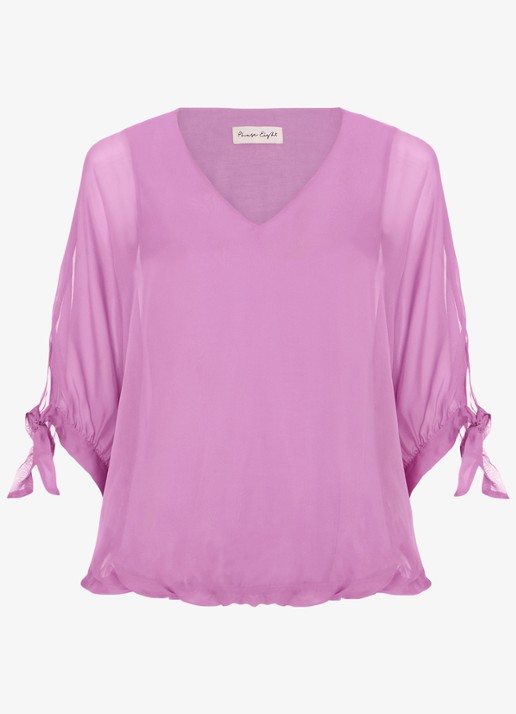 Phase Eight Madison tuniek van zijde - voorkant 6 roze