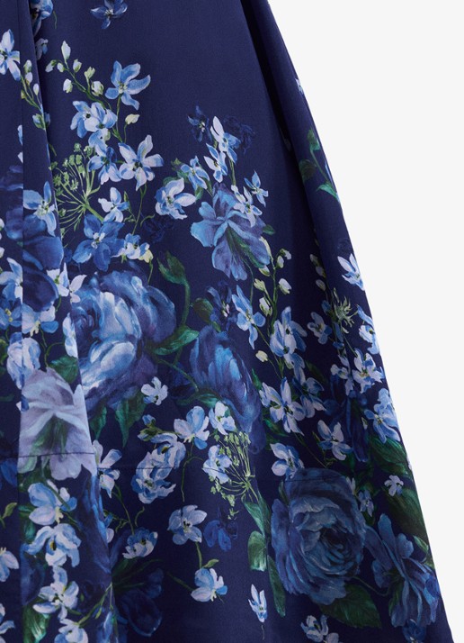 Phase Eight Maeve midi rok met bloemenprint - detail 2 donkerblauw