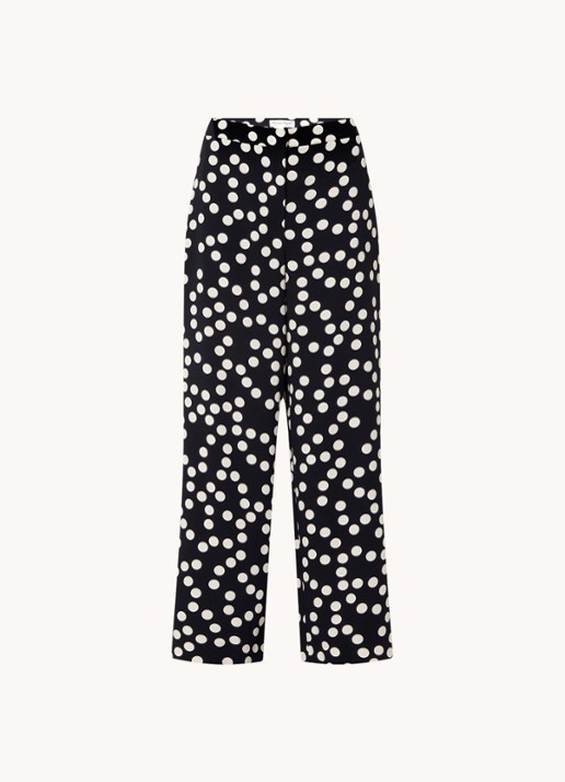 Phase Eight Mairead high waist wide fit pantalon met stippenprint - voorkant donkerblauw