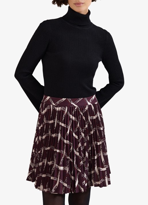Phase Eight  Mairi mini plooirok met grafische print - detail 3 donkerrood