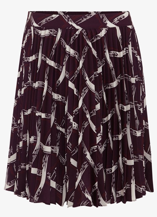 Phase Eight  Mairi mini plooirok met grafische print - voorkant 6 donkerrood