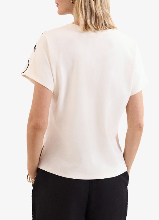 Phase Eight Malani T-Shirt met kralendecoratie - achterkant 5 wit