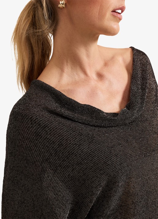 Phase Eight Malti fijngebreide trui met lurex - detail 5 zwart