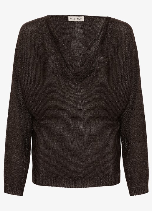 Phase Eight Malti fijngebreide trui met lurex - voorkant zwart