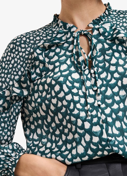 Phase Eight Manon blouse met print en ruches - detail 6 zeegroen