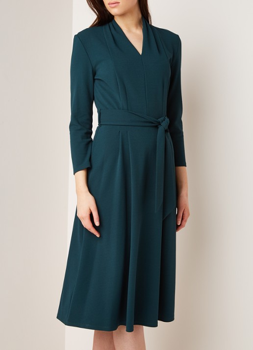 Phase Eight Maretta midi jurk met strikceintuur - detail groen