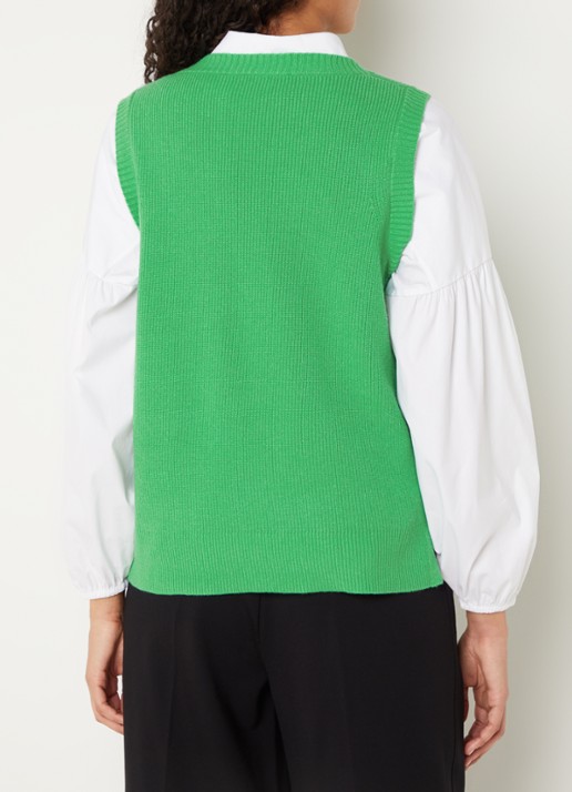 Phase Eight Marianna fijngebreide spencer met V-hals - achterkant 4 groen