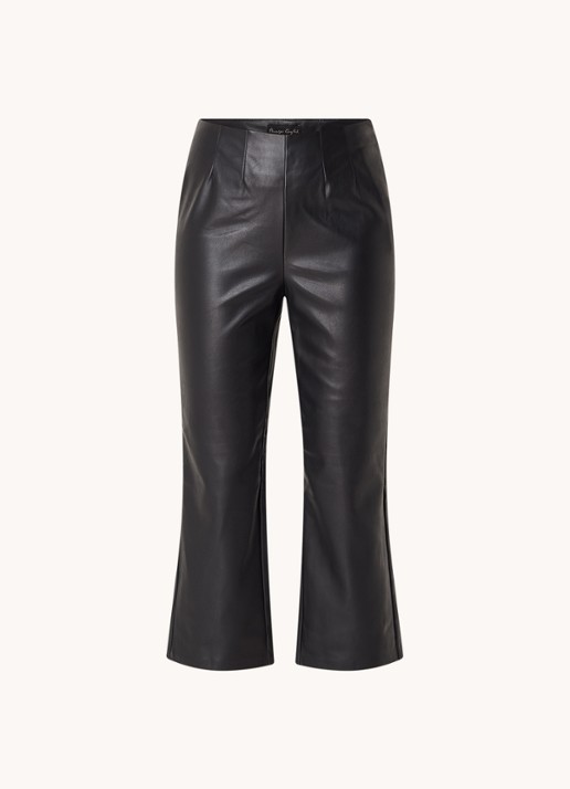 Phase Eight Marielle high waist cropped flared fit broek van imitatieleer - voorkant 2 zwart