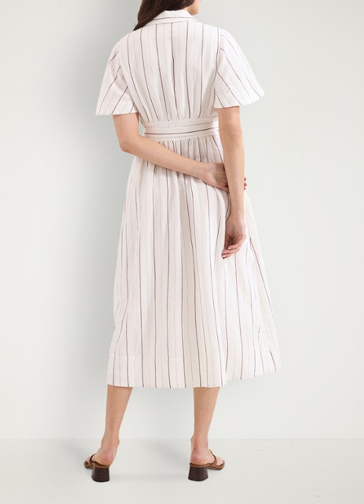 Phase Eight Marielle midi jurk in linnenblend met streepprint - achterkant wit