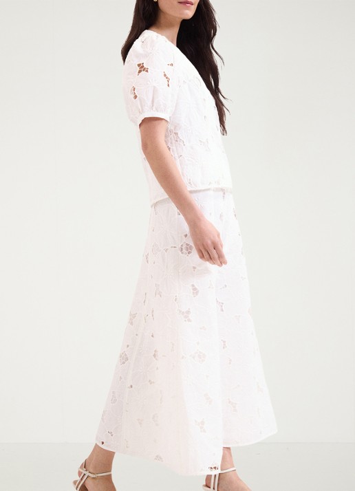Phase Eight Marina maxi rok met broderie - detail 6 ivoor