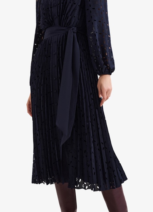 Phase Eight Marina midi jurk met grafische print - detail 4 donkerblauw