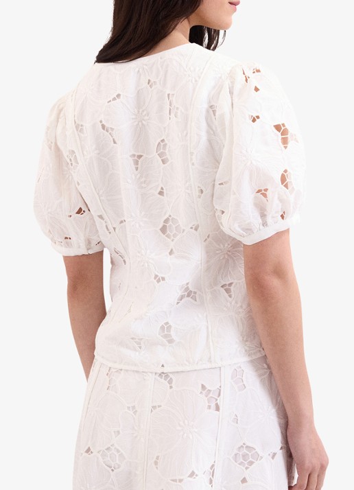 Phase Eight Marina top met broderie - achterkant 3 ivoor