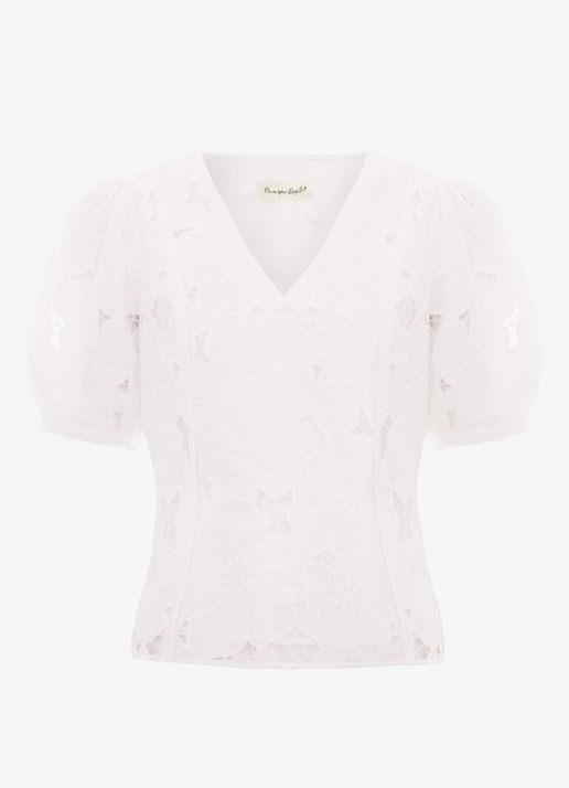 Phase Eight Marina top met broderie - voorkant ivoor