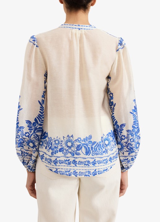 Phase Eight Marisa blouse  met bloemenprint - achterkant 3 blauw