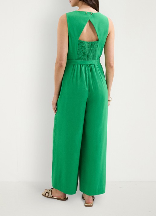 Phase Eight Marta loose fit jumpsuit met strikceintuur - achterkant groen