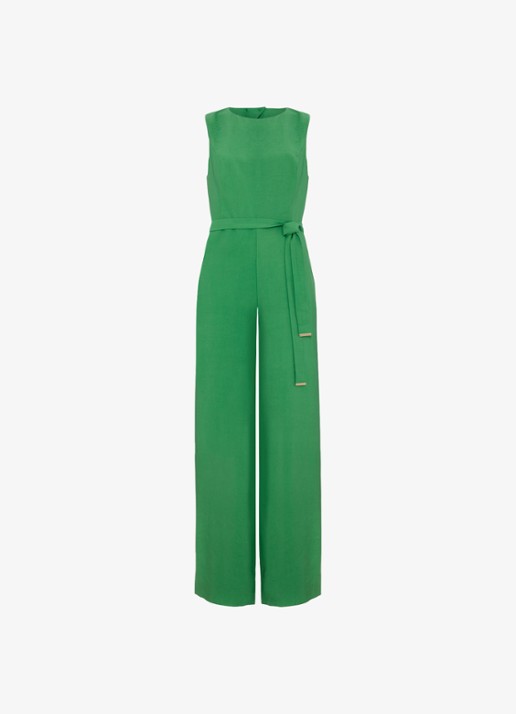 Phase Eight Marta loose fit jumpsuit met strikceintuur - voorkant 2 groen