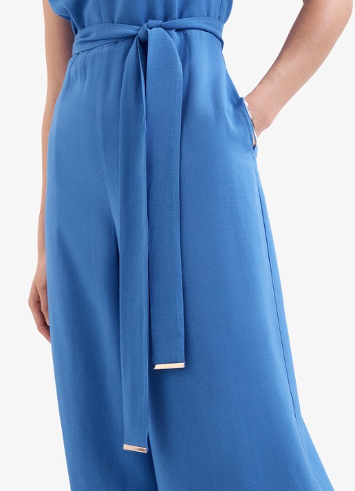 Phase Eight Marta  loose fit jumpsuit met strikceintuur - detail 6 lichtblauw