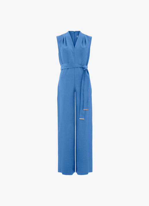 Phase Eight Marta  loose fit jumpsuit met strikceintuur - voorkant 2 lichtblauw