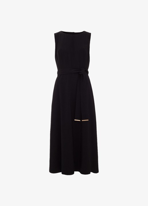 Phase Eight Marta midi jurk met strikceintuur - voorkant zwart