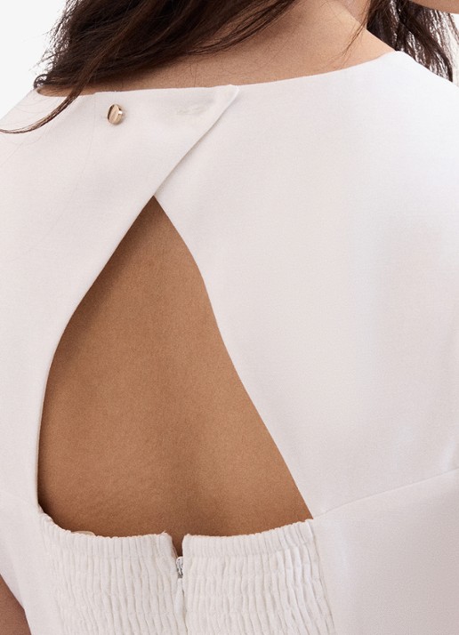 Phase Eight Marta midi jurk met strikceintuur - detail 4 wit