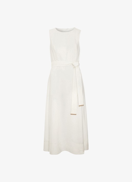 Phase Eight Marta midi jurk met strikceintuur - voorkant 6 wit