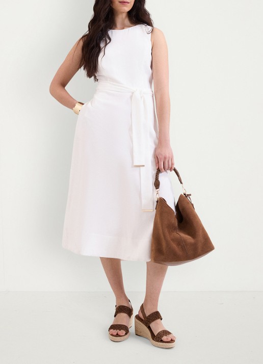 Phase Eight Marta midi jurk met strikceintuur - voorkant 7 wit