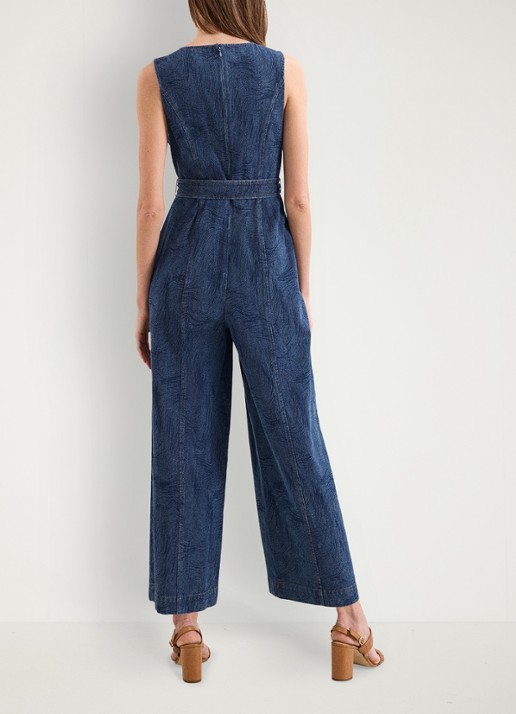 Phase Eight Marta wide fit jumpsuit met strikceintuur - achterkant 7 indigo