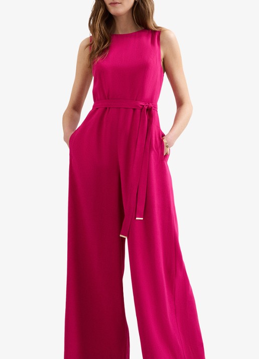 Phase Eight Marta wide fit jumpsuit met strikceintuur - detail 2 fuchsia