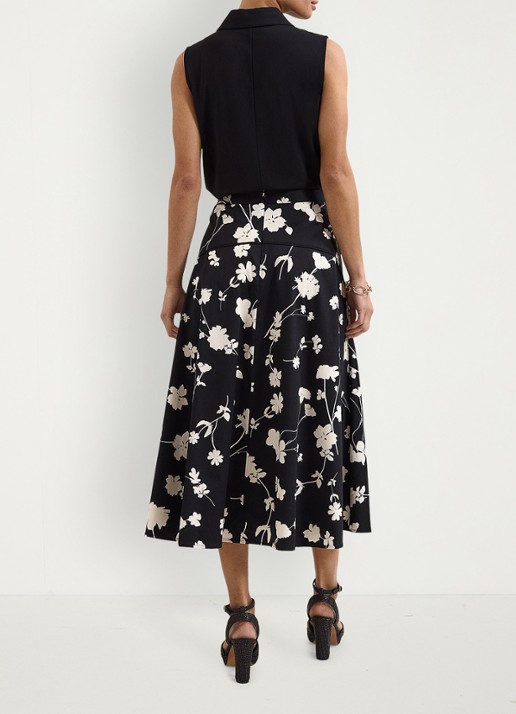 Phase Eight Mavis midi rok met bloemenprint - achterkant zwart