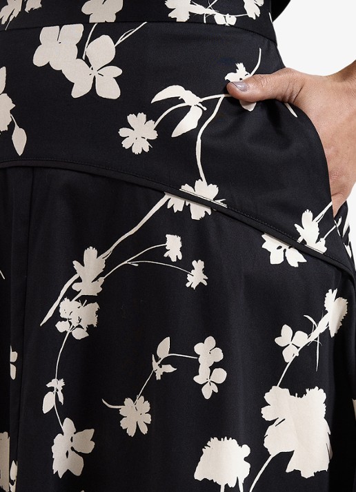 Phase Eight Mavis midi rok met bloemenprint - detail 3 zwart