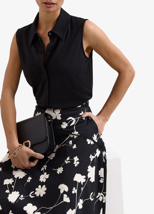 Phase Eight Mavis midi rok met bloemenprint - detail 5 zwart