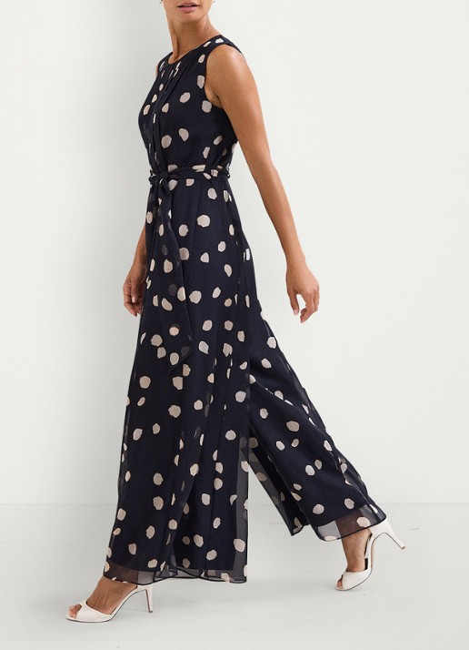 Phase Eight Maxine Spot jumpsuit met stippenprint - detail 5 donkerblauw