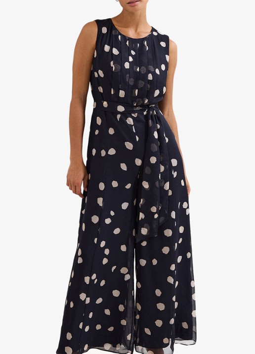 Phase Eight Maxine wide fit jumpsuit met stippenprint
