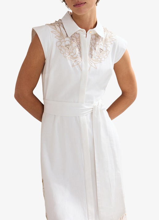 Phase Eight Melana midi T-shirt in linnenblend met strikceintuur