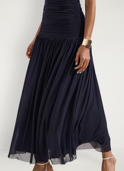 Phase Eight Melina one shoulder maxi jurk met plooidetail - detail 5 donkerblauw