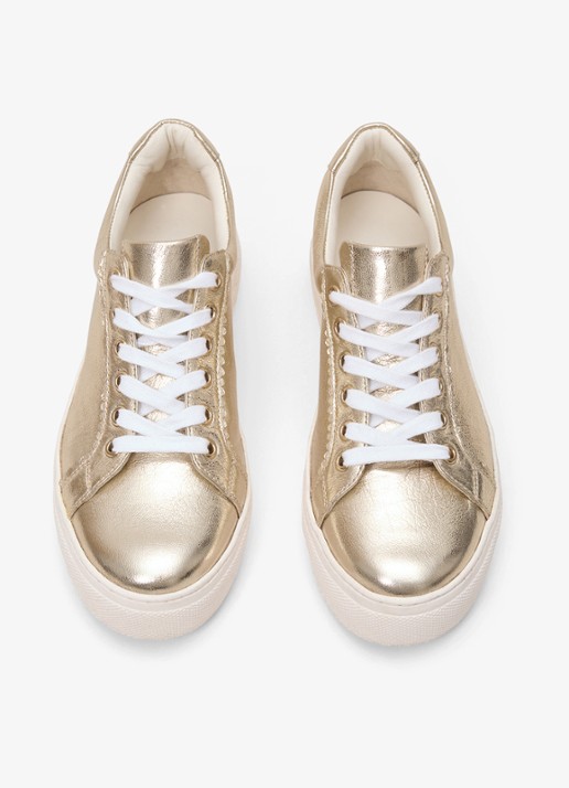 Phase Eight Metallic sneaker van leer - detail 3 goud