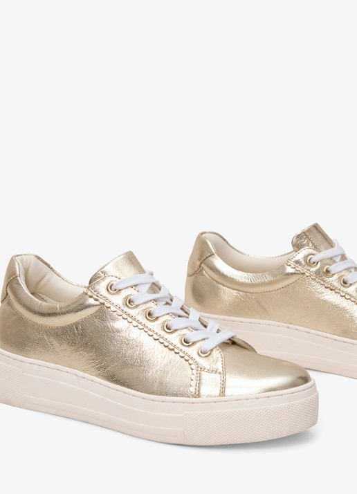 Phase Eight Metallic sneaker van leer - detail 4 goud