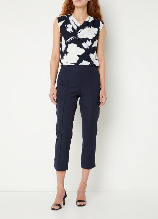 Phase Eight Miah high waist cropped slim fit pantalon met siernaad - voorkant 2 donkerblauw