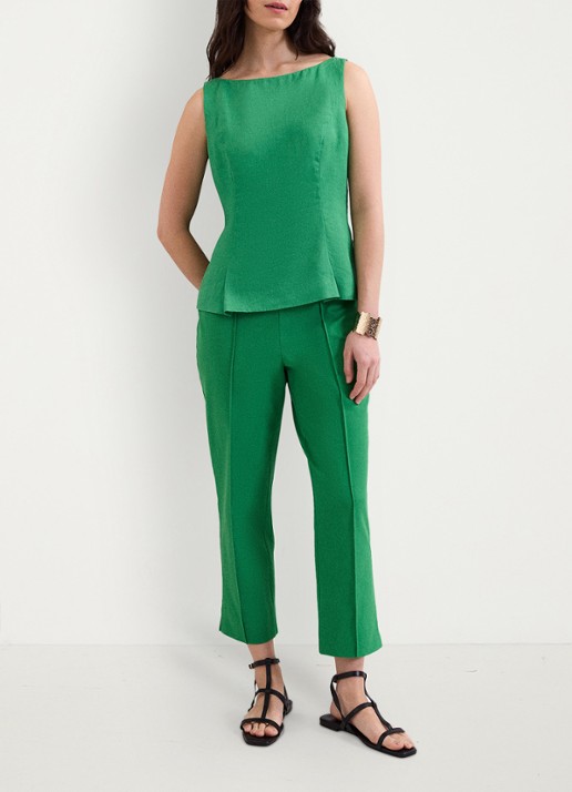 Phase Eight Miah high waist slim fit cropped pantalon met steekzakken - voorkant 6 groen