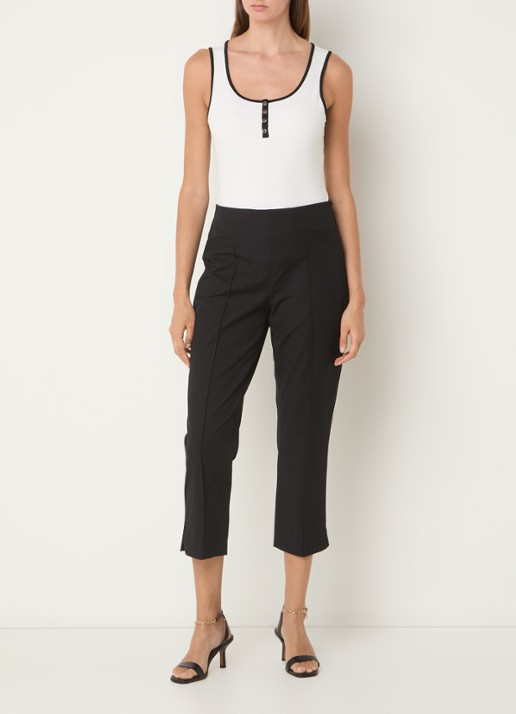Phase Eight Miah high waist tapered fit cropped pantalon met persplooi - voorkant 3 zwart