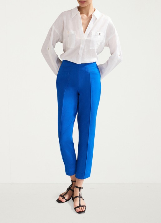 Phase Eight Miah high waist tapered fit cropped pantalon met stretch - voorkant 2 kobaltblauw