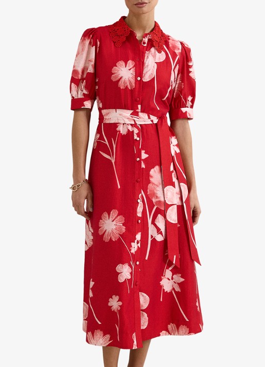 Phase Eight Midi jurk met bloemenprint en strikceintuur