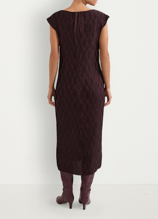 Phase Eight Midi jurk met structuur - achterkant donkerbruin