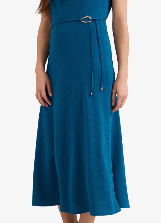 Phase Eight Midi jurk met watervalhals - detail 6 donkerblauw