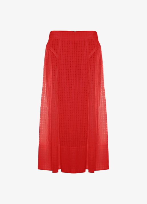 Phase Eight Midi rok met steekzakken - voorkant 2 rood